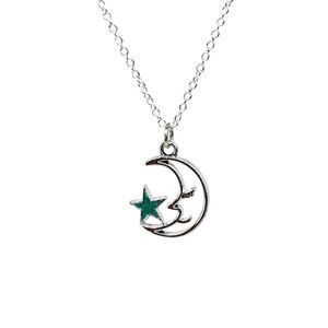 Blue Star Moon Charm Sterling Indio Jewelry Necklace #7061